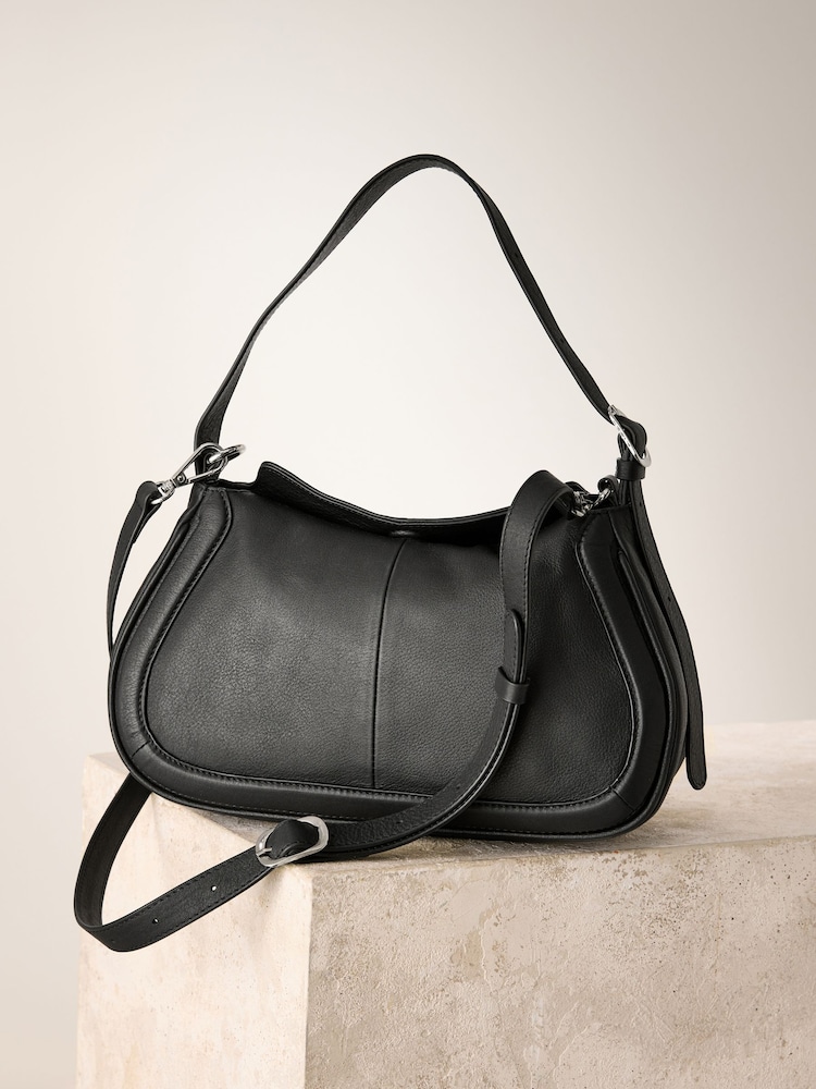 Noir - Sac à bandoulière en cuir Curve - Image 4 of 8