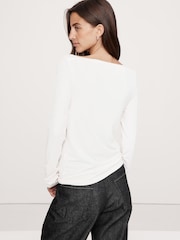 Banana Republic White Luxe Wool-Blend Boat-Neck Top - Image 2 of 4