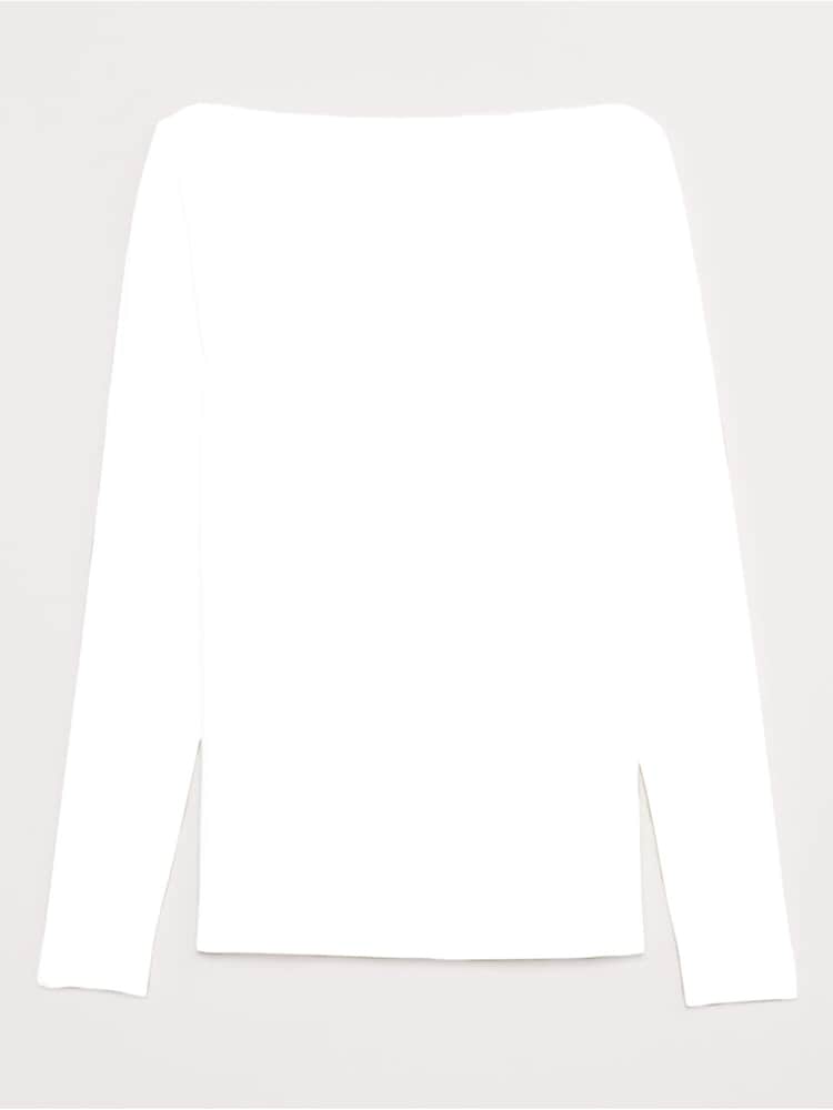 Banana Republic White Luxe Wool-Blend Boat-Neck Top - Image 4 of 4
