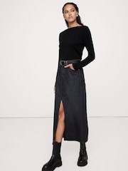 Banana Republic Black Luxe Wool-Blend Boat-Neck Top - Image 1 of 1