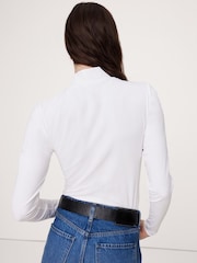 Banana Republic White Refined Mock-Neck Long Sleeve T-Shirt - Image 4 of 4