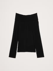 Banana Republic Black Luxe Wool-Blend Off Shoulder Top - Image 2 of 2