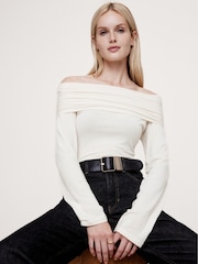 Banana Republic Cream Luxe Wool-Blend Off Shoulder Top - Image 1 of 1