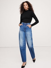 Banana Republic Black Refined Mock-Neck Long Sleeve T-Shirt - Image 1 of 1