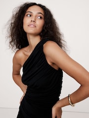 Banana Republic Black Cotton-Tencela One-Shoulder Top - Image 1 of 4