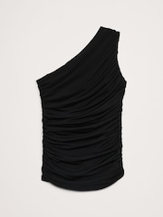 Banana Republic Black Cotton-Tencela One-Shoulder Top - Image 4 of 4
