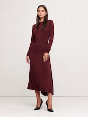 Banana Republic Red Wool-Blend Asymmetric Midi Dress - Image 1 of 5