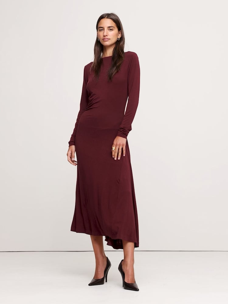 Banana Republic Red Wool-Blend Asymmetric Midi Dress - Image 1 of 5