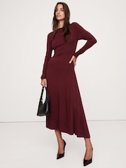 Banana Republic Red Wool-Blend Asymmetric Midi Dress - Image 3 of 5