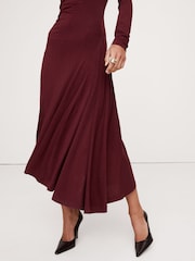 Banana Republic Red Wool-Blend Asymmetric Midi Dress - Image 4 of 5