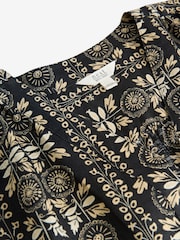 Abstract Print Short Sleeve Overhead 100% Linen Top - Image 6 of 7