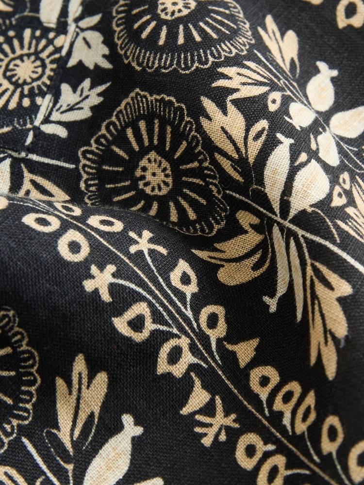 Abstract Print Short Sleeve Overhead 100% Linen Top - Image 7 of 7