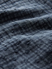 Indigo Blue Wash Puff Short Sleeve Doublecloth 100% Cotton Blouse - Image 7 of 7