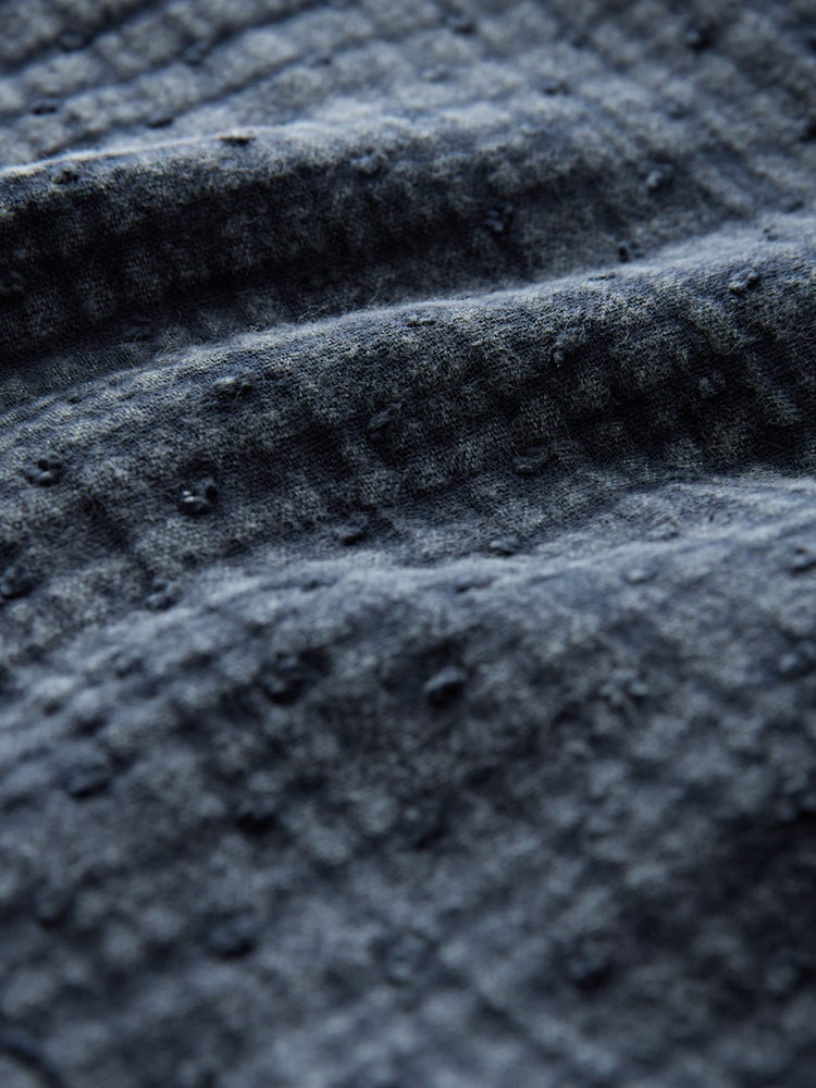 Indigo Blue Wash Puff Short Sleeve Doublecloth 100% Cotton Blouse - Image 7 of 7