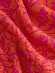 Morris & Co. St James Orange/Pink Print Bubble Hem Boxy T-Shirt - Image 7 of 8