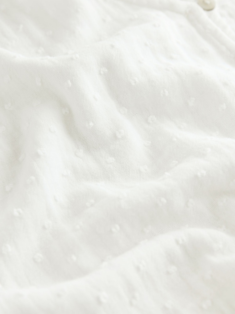 White Puff Short Sleeve Doublecloth 100% Cotton Blouse - Image 8 of 8
