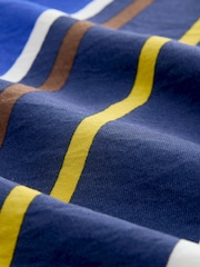 Navy Blue Stripe Short Sleeve Drape Detail Midi Dress - Image 3 of 3