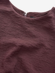 Burgundy Red Short Sleeve Drape Detail Midi Dress - Image 6 of 8