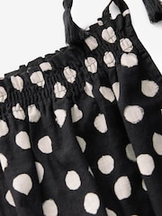 Black and White Spot Strappy Drop Waist Tiered Maxi Dress - Image 6 of 7