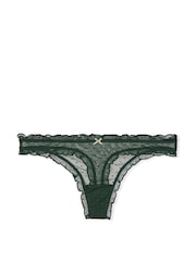 Victoria's Secret Botanical Green Thong Dot Mesh Ruffled Knickers - Image 3 of 3