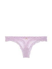 Victoria's Secret Hope Purple Thong Dot Mesh Ruffled Knickers - Image 3 of 3