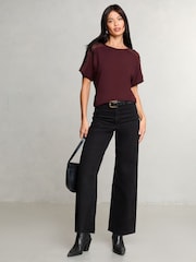 Lipsy Red Embellished Sleeve T-Shirt - Image 3 of 4