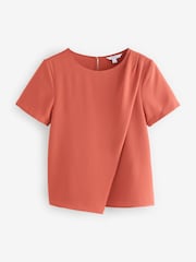 Naranja quemado - Short Sleeve Crepe Asymmetric Top - Imagen 5 de 7