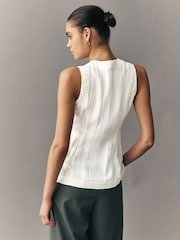 Ecru Long Line Sleeveless Waistcoat - Image 2 of 8