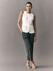 Ecru Long Line Sleeveless Waistcoat - Image 3 of 8