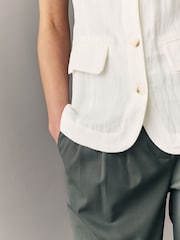 Ecru Long Line Sleeveless Waistcoat - Image 5 of 8