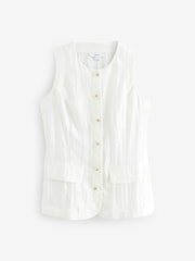 Ecru Long Line Sleeveless Waistcoat - Image 6 of 8