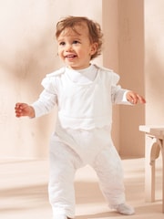 Angel & Rocket White Daphne 3 Piece 100% Cotton Dungarees Set - Image 1 of 3
