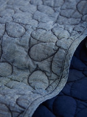 Blue Denim Padded Daisy Embroidered Tie Front 100% Cotton Gilet - Image 6 of 7