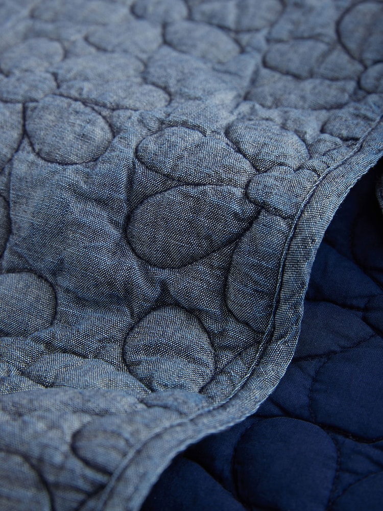 Blue Denim Padded Daisy Embroidered Tie Front 100% Cotton Gilet - Image 6 of 7