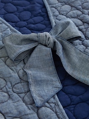 Blue Denim Padded Daisy Embroidered Tie Front 100% Cotton Gilet - Image 7 of 7