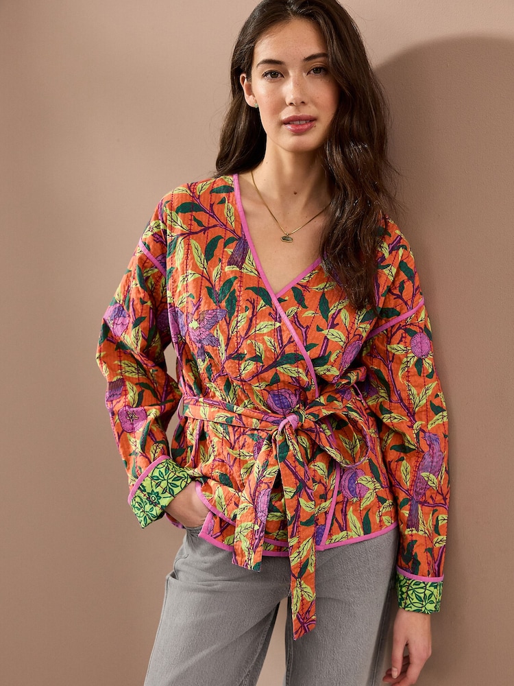 Morris & Co. Green Quilted Reversible Kimono Wrap - Image 1 of 8