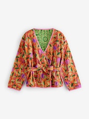 Morris & Co. Green Quilted Reversible Kimono Wrap - Image 6 of 8