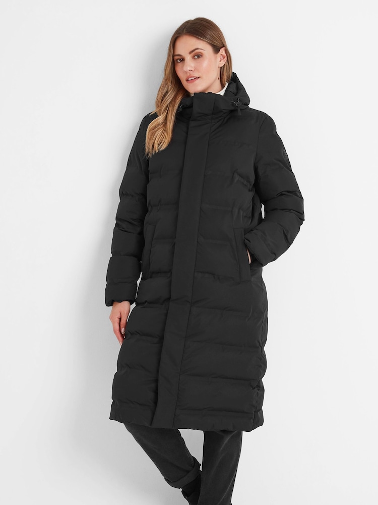 Tog 24 Black Womens Glaston Longline Thermal Parka Hooded Puffer Coat - Image 2 of 7