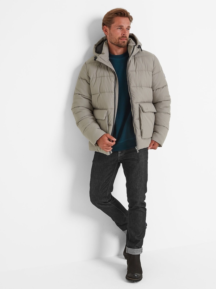 Tog 24 Cream Mens Hooded & Water-Repellent Hamilton Padded Parka - Image 2 of 7