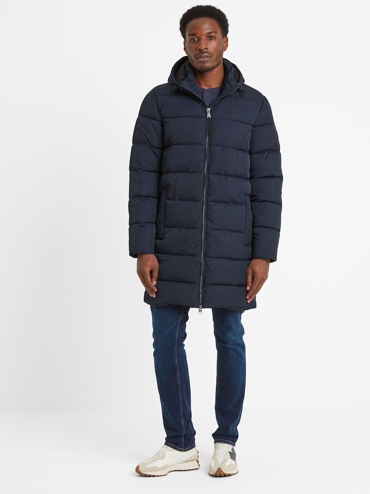 Tog 24 Blue Mens Radley Padded Long Hooded And Water-Repellent Coats - Image 2 of 8