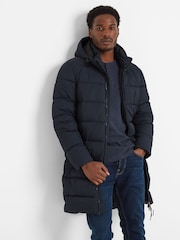 Tog 24 Blue Mens Radley Padded Long Hooded And Water-Repellent Coats - Image 3 of 8