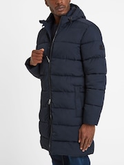 Tog 24 Blue Mens Radley Padded Long Hooded And Water-Repellent Coats - Image 7 of 8
