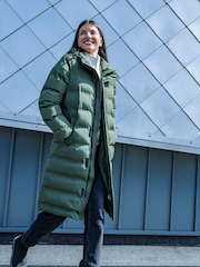 Tog 24 Green Womens Glaston Longline Thermal Parka Hooded Puffer Coat - Image 1 of 8