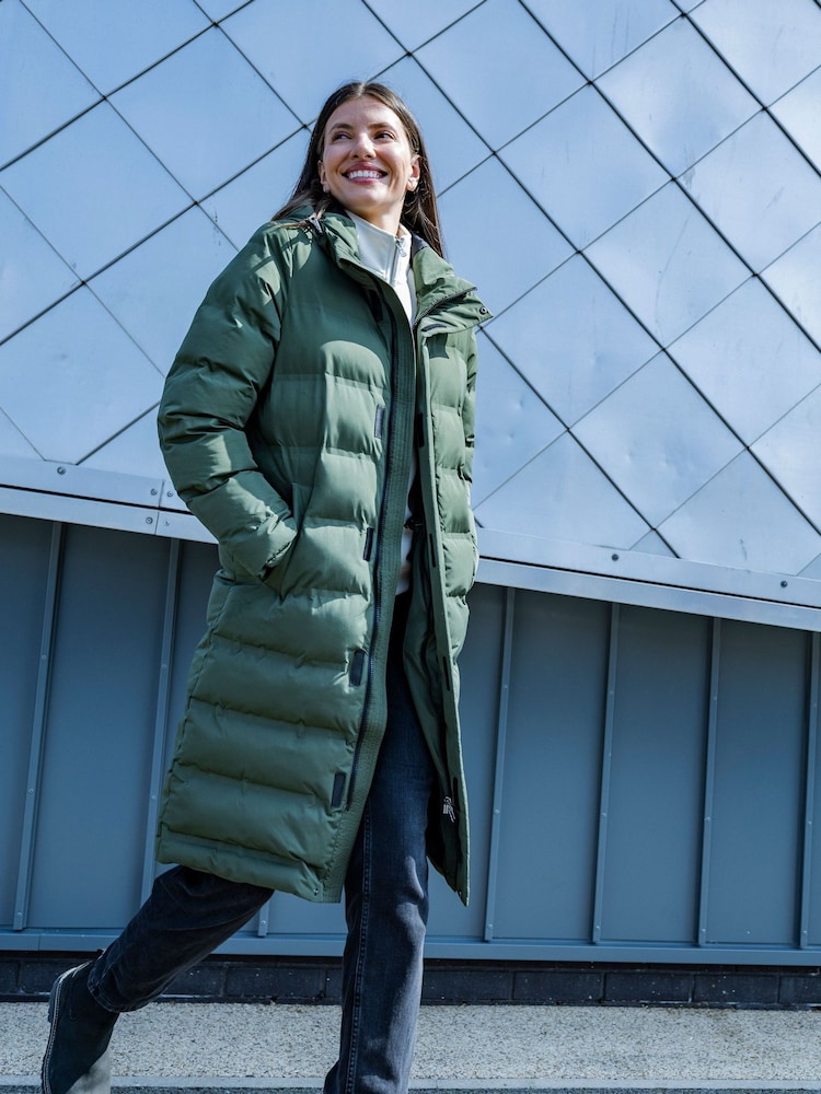 Tog 24 Green Womens Glaston Longline Thermal Parka Hooded Puffer Coat - Image 1 of 8