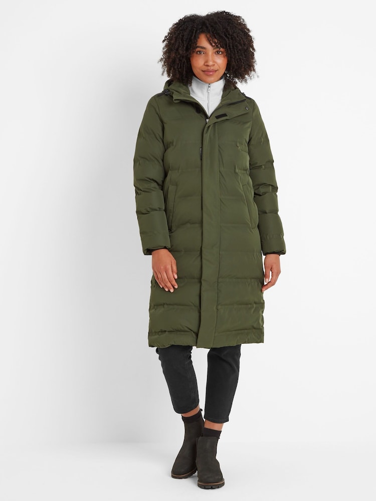 Tog 24 Green Womens Glaston Longline Thermal Parka Hooded Puffer Coat - Image 2 of 8