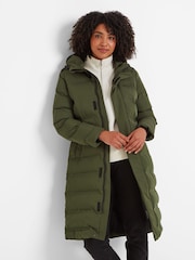 Tog 24 Green Womens Glaston Longline Thermal Parka Hooded Puffer Coat - Image 5 of 8