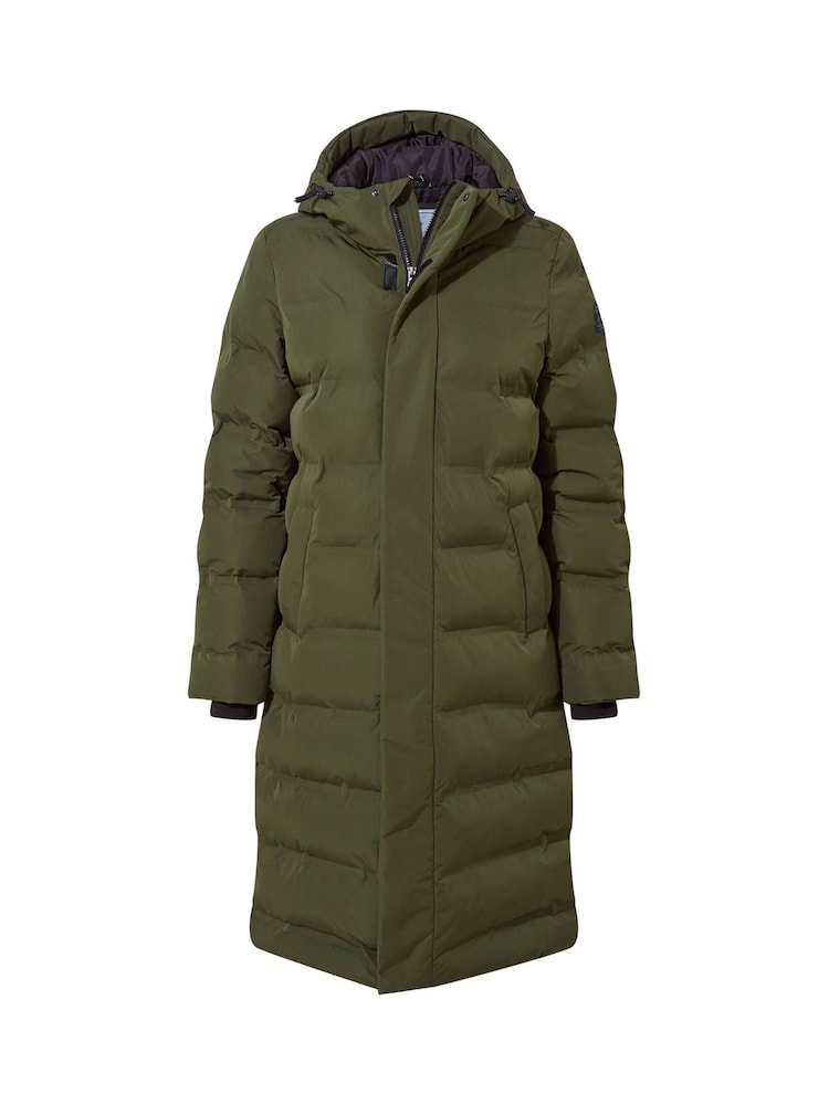 Tog 24 Green Womens Glaston Longline Thermal Parka Hooded Puffer Coat - Image 8 of 8