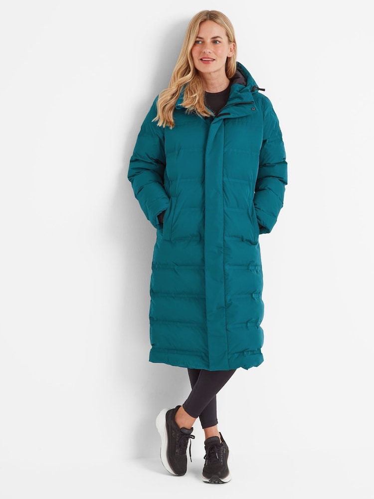 Tog 24 Blue Womens Glaston Longline Thermal Parka Hooded Puffer Coat - Image 3 of 8
