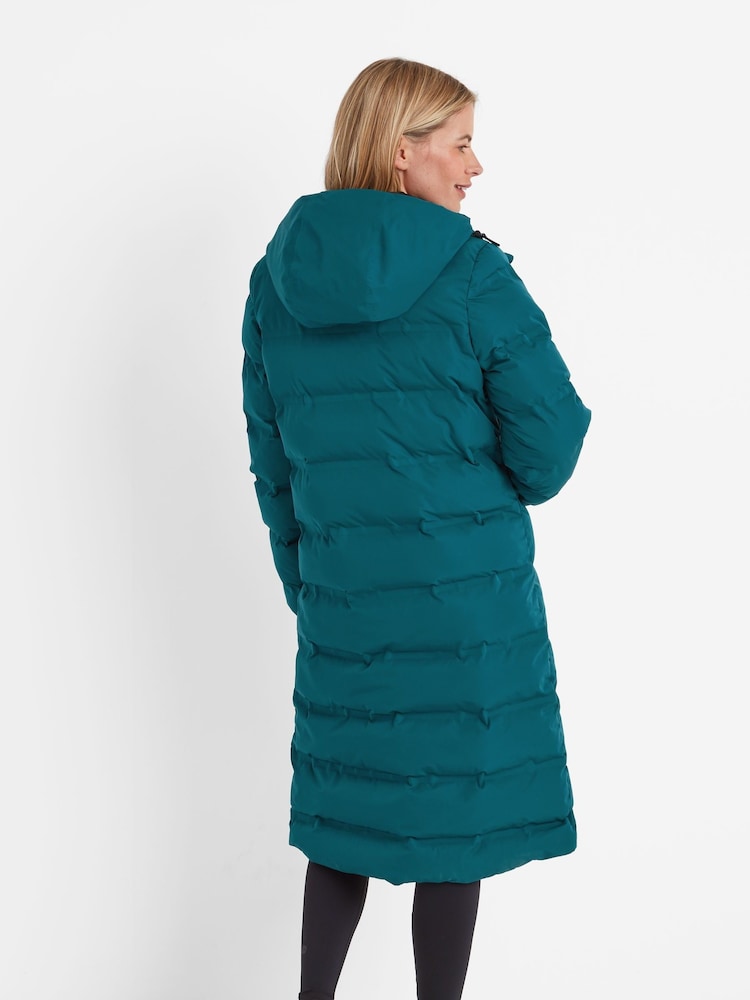 Tog 24 Blue Womens Glaston Longline Thermal Parka Hooded Puffer Coat - Image 4 of 8