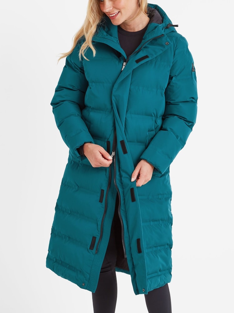 Tog 24 Blue Womens Glaston Longline Thermal Parka Hooded Puffer Coat - Image 5 of 8